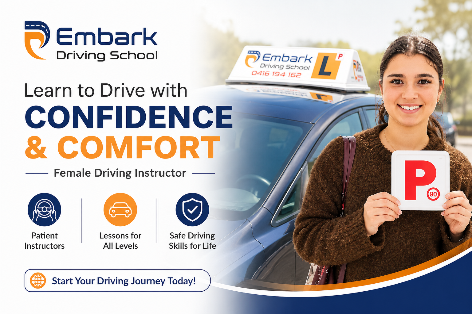 female driving instructor
